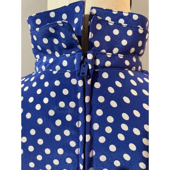 Talbots Women’s Vintage Stand Collar Polka Dot Midi Dress size 8 Pleated Modest - Picture 7 of 13